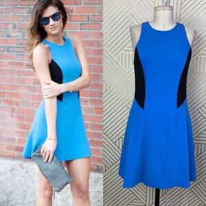 Rag & Bone Adeline Colorblock Fit & Flare Dress in Blue & Black Size US 4